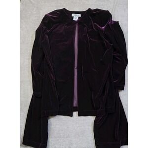 Vtg Clues Collections Velvet Pant Set Women XL Plum Comfort Whimsigoth Old Money